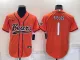 Men's Chicago Bears #1 Justin Fields Orange Baseball Nike Jersey