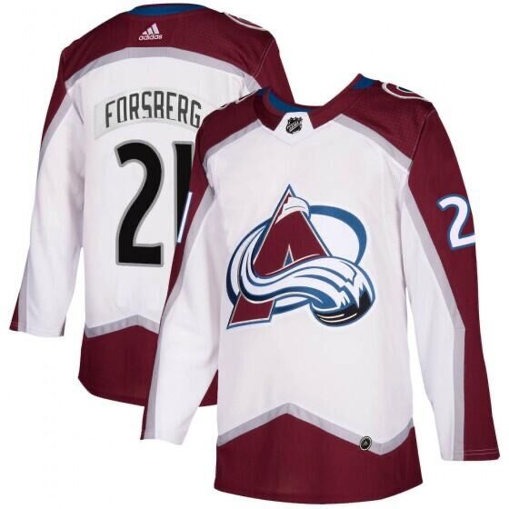 Men's Colorado Avalanche #21 Peter Forsberg NHL White Adidas Jersey