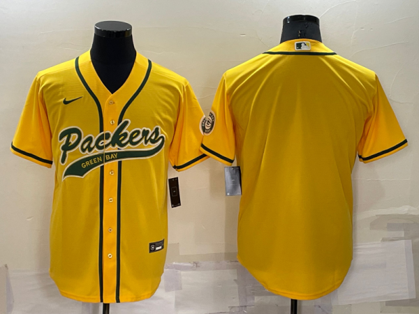 Men's Green Bay Packers Blank Yellow Baseball Nike Jersey