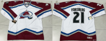 Men's Colorado Avalanche #21 Peter Forsberg White Throwback Hockey Jersey