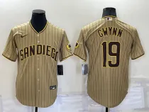 MLB San Diego Padres #19 Tony Gwynn Brown Strip Game Nike Jersey