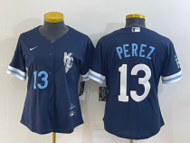 Women Kansas City Royals #13 Perez 2022 Navy City Connect Jersey