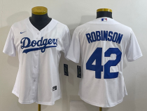 Women Los Angeles Dodgers #42 Robinson White Game Jersey