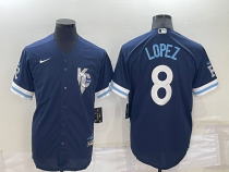 MLB  Kansas City Royals #8 Lopez 2022 Navy City Connect Jersey