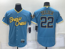 MLB Milwaukee Brewers #22 Christian Yelich Powder Blue 2022 City Connect Flex  Elite Jersey