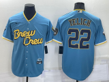 MLB Milwaukee Brewers #22 Christian Yelich 2022 Powder Blue City Connect Jersey