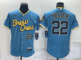 MLB Milwaukee Brewers #22 Christian Yelich Powder Blue 2022 City Connect Flex  Elite Jersey