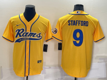 Men's Los Angeles Rams #9 Matthew Stafford Yellow Baseball Nike Jersey