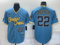 MLB Milwaukee Brewers #22 Christian Yelich 2022 Powder Blue City Connect Jersey