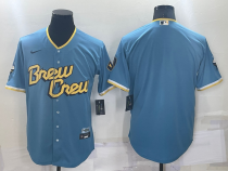 MLB Milwaukee Brewers Blank 2022 Powder Blue City Connect Jersey