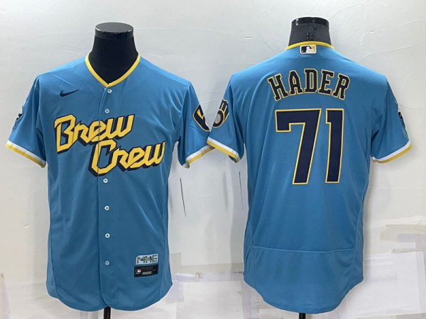 MLB Milwaukee Brewers #71 Josh Hader 2022 Powder Blue City Connect Flex Elite Jersey