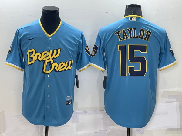 MLB Milwaukee Brewers #15 Tyrone Taylor 2022 Powder Blue City Connect Jersey