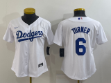 Women MLB Los Angeles Dodgers #6 Trea Turner White Game Nike Jersey