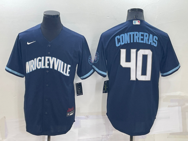 MLB Chicago Cubs #40 Willson Contreras Navy City Connect Jersey