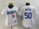 Women MLB Los Angeles Dodgers #50 Betts White Game Nike Jersey
