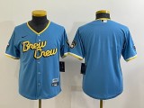 Youth MLB Milwaukee Brewers Blank 2022 Powder Blue City Connect Jersey