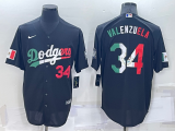 MLB Los Angeles Dodgers #34 Toro Valenzuela Mexico Black Jersey