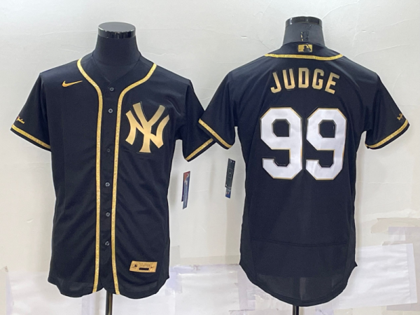 MLB New York Yankees #99 Aaron Judge Black/Gold Flex Elite Jersey