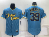 MLB Milwaukee Brewers #39 Corbin Burnes 2022 Powder Blue City Connect Flex Elite Jersey