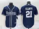 Men's Dallas Cowboys #21 Ezekiel Elliott Blue Baseball Nike Jersey