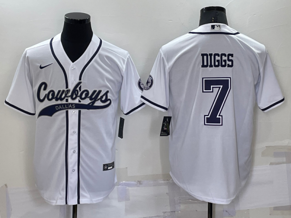 Men's Dallas Cowboys #7 Trevon Diggs White Baseball Nike Jersey