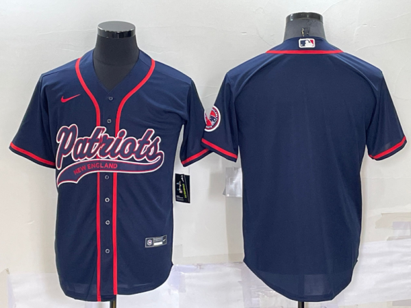 Men's New England Patriots Blank Blue Baseball Nike Jersey