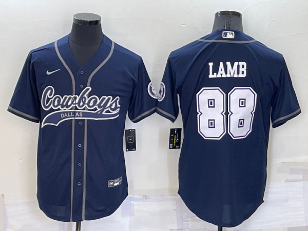 Men's Dallas Cowboys #88 CeeDee Lamb Blue Baseball Nike Jersey