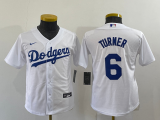 Youth MLB Los Angeles Dodgers #6 Trea Turner White Game Nike Jersey