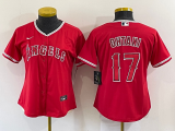 Women MLB Los Angeles Angels #17 Ohtani Red Game Jersey