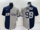 MLB New York Yankees #99 Aaron Judge Navy/Grey Split Game Jersey