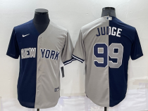 MLB New York Yankees #99 Aaron Judge Navy/Grey Split Game Jersey