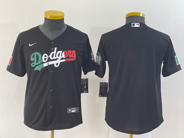 Youth MLB Los Angeles Dodgers Blank Mexico Black Jersey