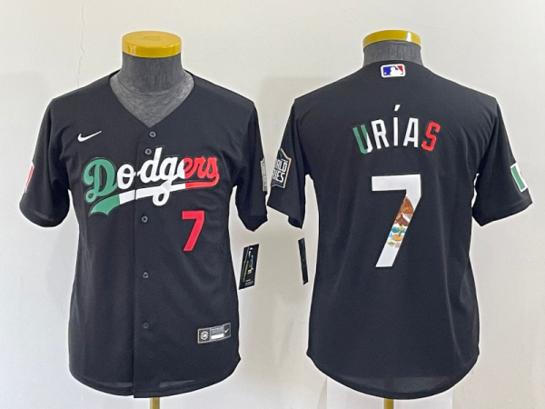 Youth MLB Los Angeles Dodgers #7 Julio Urias Mexico Black Jersey