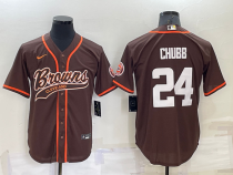 Men's Cleveland Browns #24 Nick Chubb Blue Baseball Nike Jersey