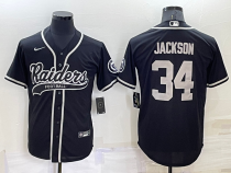 Men's Las Vegas Raiders #34 Bo Jackson Black Baseball Jersey