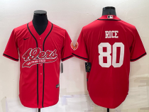 MLB San Francisco 49ers #80 Rice Red Baseball Nike Jersey