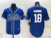 Men's Indianapolis Colts #18 Manning Royal Blue Baseball Nike Jersey
