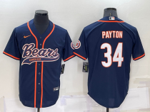 Men's Chicago Bears #34 Walter Payton Blue/Orange Baseball Nike Jersey