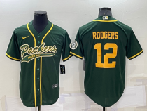 Men's Green Bay Packers #12 Aaron Rodgers Green  Baseball Nike Jersey
