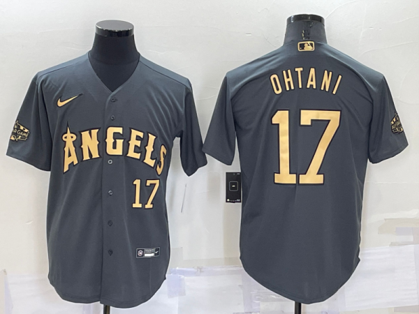 MLB Los Angeles Angels #17 Shohei Ohtani Charcoal 2022 All-Star Jersey