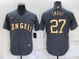 MLB Los Angeles Angels #27 Mike Trout Charcoal 2022 All-Star Jersey