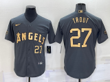 MLB Los Angeles Angels #27 Mike Trout Charcoal 2022 All-Star Jersey