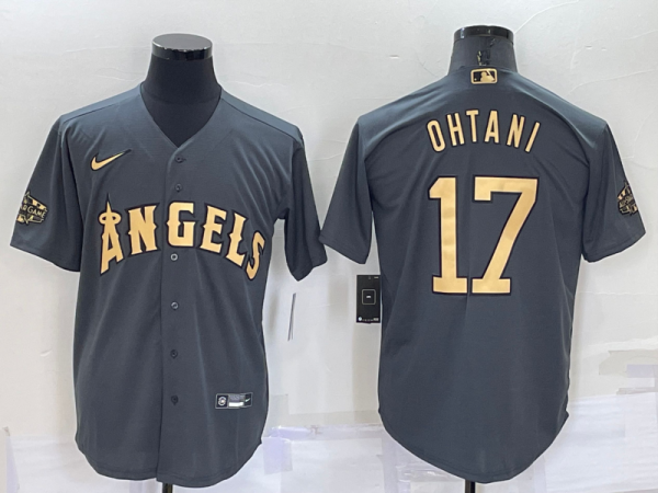 MLB Los Angeles Angels #17 Shohei Ohtani Charcoal 2022 All-Star Jersey