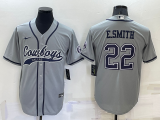 Men's Dallas Cowboys #22 E.Smith Grey Baseball Nike Jersey