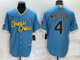 MLB Milwaukee Brewers #4 Molitor 2022 Powder Blue City Connect Jersey