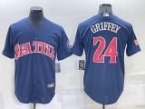 MLB Seattle Mariners #24 Ken Griffey Blue Jersey