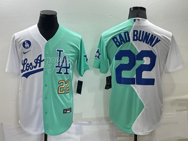 MLB Los Angeles Dodgers #22 Bad Bunny White/Green 2022 All-Star Jersey