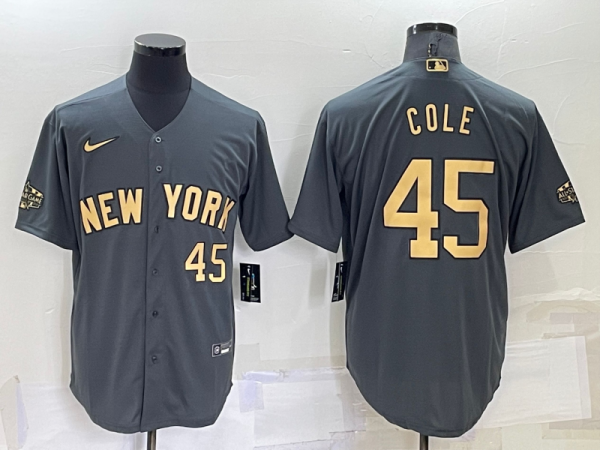 MLB New York Yankees #45 Gerrit Cole Charcoal 2022 All-Star Jersey