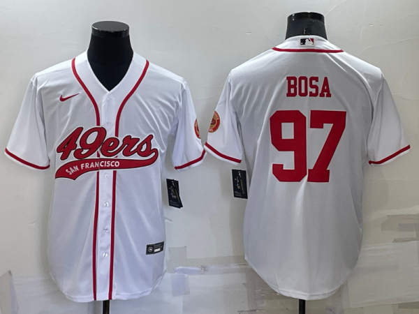 Men's San Francisco 49ers #97 Nick Bosa White Baseball Nike Jersey