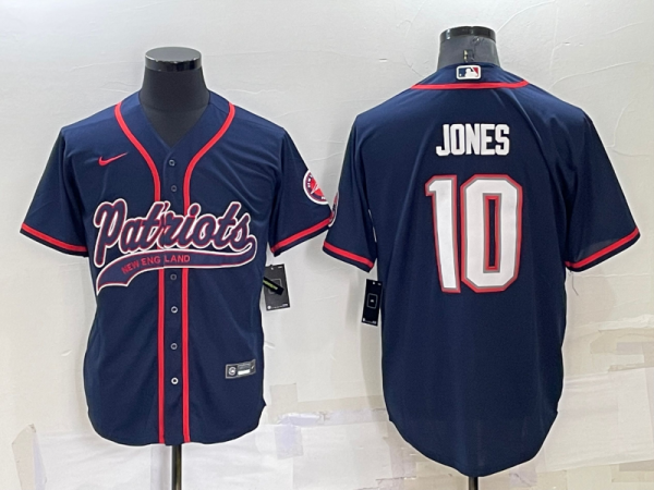 Men's New England Patriots #10 Mac Jones Blue Baseball Nike Jersey